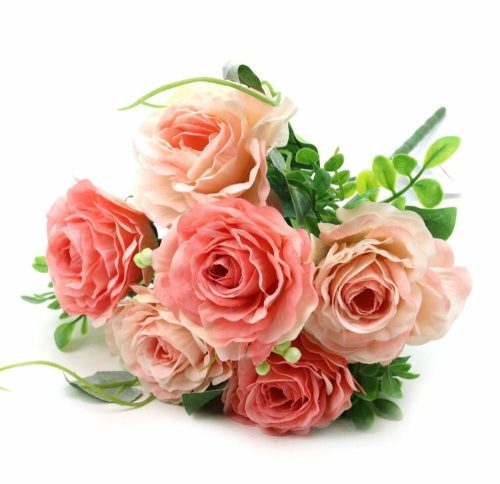6 fejes dekor rózsa csokor - rózsaszín