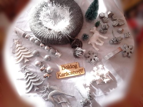 Karácsonyi DIY dekor szett - fehér/ezüst