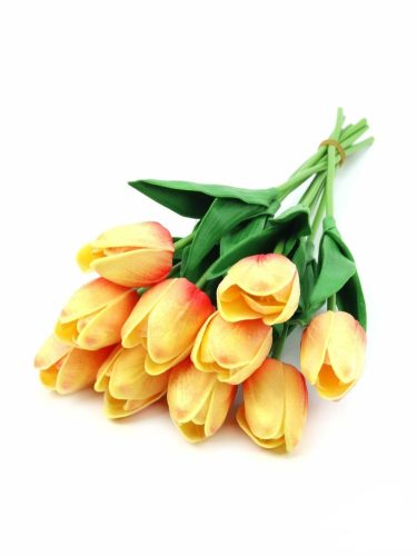 Gumi tulipán 10 szálas csokor - cirmos narancs