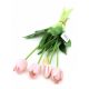 Élethű gumi tulipán 5 szálas csokor - világos rózsaszín