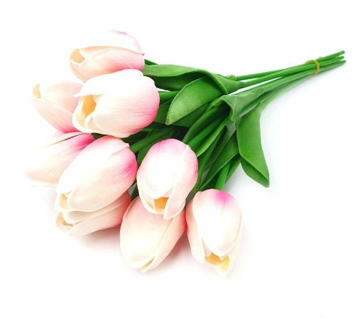 Gumi tulipán 10 szálas csokor - cirmos rózsaszín