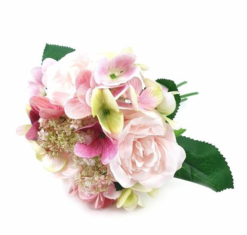 Rózsa és hortenzia dekor csokor - rózsaszín